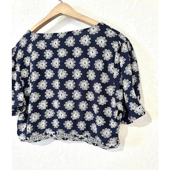 Shein Curve Women's Crop Top and Wide Leg Pants Set Blue and White Floral 1XL - Picture 10 of 15